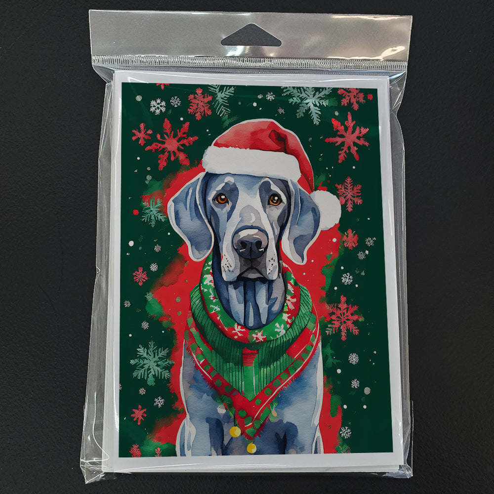 Weimaraner Christmas Greeting Cards Pack of 8 Blank Cards with Envelopes Whimsical A7 Size 5x7