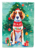 Welsh Springer Spaniel Christmas House Flag 28x40 Porch Sleeve Pole Decorative Outside Yard Banner Artwork Wall Hanging, Polyester