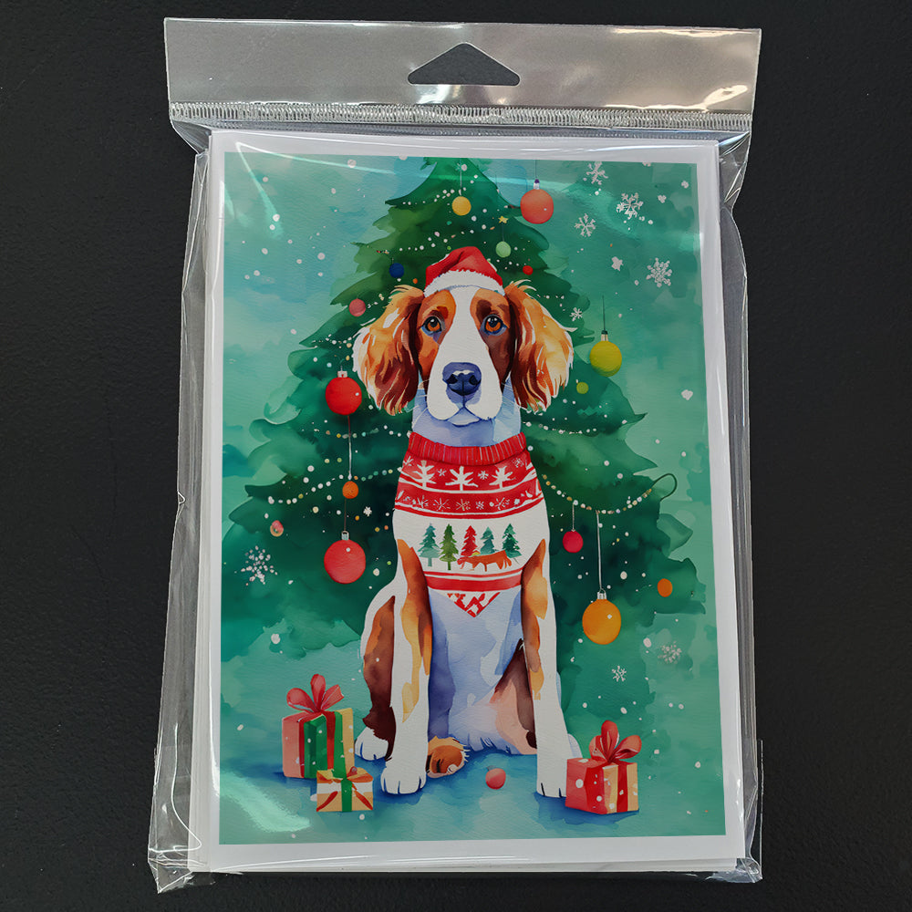 Welsh Springer Spaniel Christmas Greeting Cards Pack of 8 Blank Cards with Envelopes Whimsical A7 Size 5x7