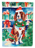 Welsh Springer Spaniel Christmas House Flag 28x40 Porch Sleeve Pole Decorative Outside Yard Banner Artwork Wall Hanging, Polyester