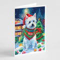 Westie Christmas Greeting Cards Pack of 8 Blank Cards with Envelopes Whimsical A7 Size 5x7