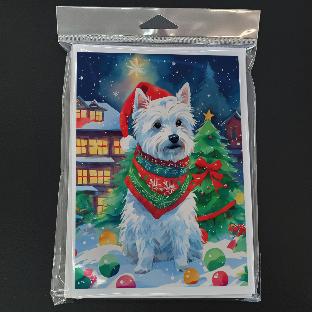 Westie Christmas Greeting Cards Pack of 8 Blank Cards with Envelopes Whimsical A7 Size 5x7