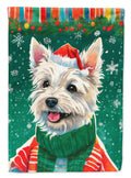 Westie Christmas House Flag 28x40 Porch Sleeve Pole Decorative Outside Yard Banner Artwork Wall Hanging, Polyester