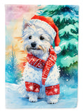 Westie Christmas House Flag 28x40 Porch Sleeve Pole Decorative Outside Yard Banner Artwork Wall Hanging, Polyester