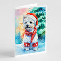Westie Christmas Greeting Cards Pack of 8 Blank Cards with Envelopes Whimsical A7 Size 5x7