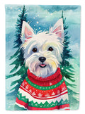 Westie Christmas House Flag 28x40 Porch Sleeve Pole Decorative Outside Yard Banner Artwork Wall Hanging, Polyester