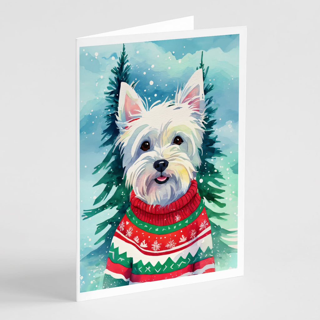 Westie Christmas Greeting Cards Pack of 8 Blank Cards with Envelopes Whimsical A7 Size 5x7