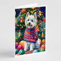 Westie Christmas Greeting Cards Pack of 8 Blank Cards with Envelopes Whimsical A7 Size 5x7