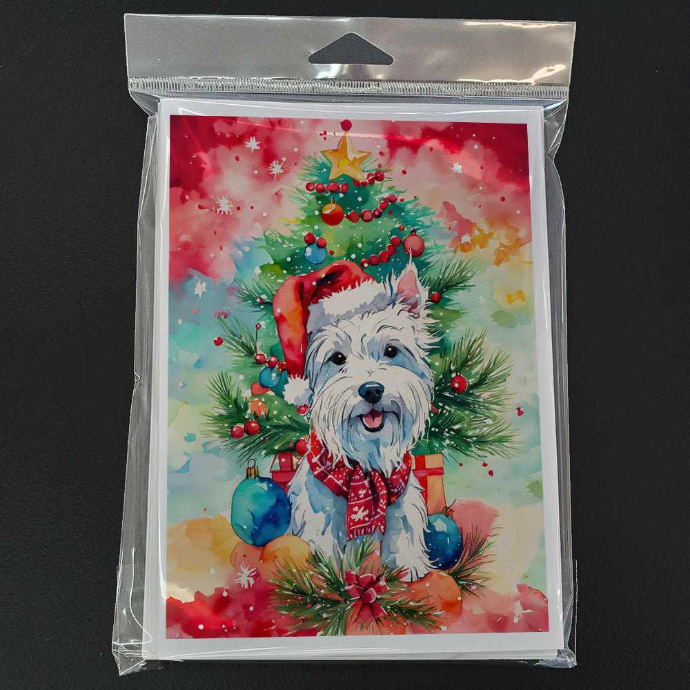 Westie Christmas Greeting Cards Pack of 8 Blank Cards with Envelopes Whimsical A7 Size 5x7