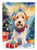 Wire Fox Terrier Christmas House Flag 28x40 Porch Sleeve Pole Decorative Outside Yard Banner Artwork Wall Hanging, Polyester
