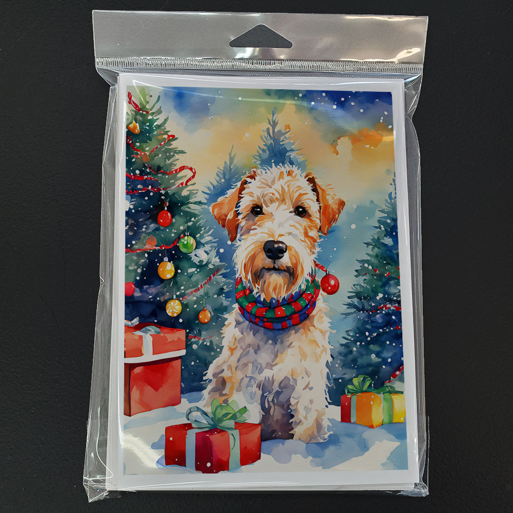 Wire Fox Terrier Christmas Greeting Cards Pack of 8 Blank Cards with Envelopes Whimsical A7 Size 5x7
