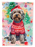 Wirehaired Pointing Griffon Christmas House Flag 28x40 Porch Sleeve Pole Decorative Outside Yard Banner Artwork Wall Hanging, Polyester