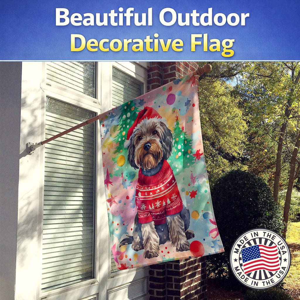 Wirehaired Pointing Griffon Christmas House Flag 28x40 Porch Sleeve Pole Decorative Outside Yard Banner Artwork Wall Hanging, Polyester