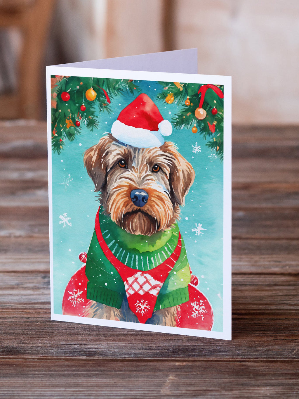 Wirehaired Pointing Griffon Christmas Greeting Cards Pack of 8 Blank Cards with Envelopes Whimsical A7 Size 5x7