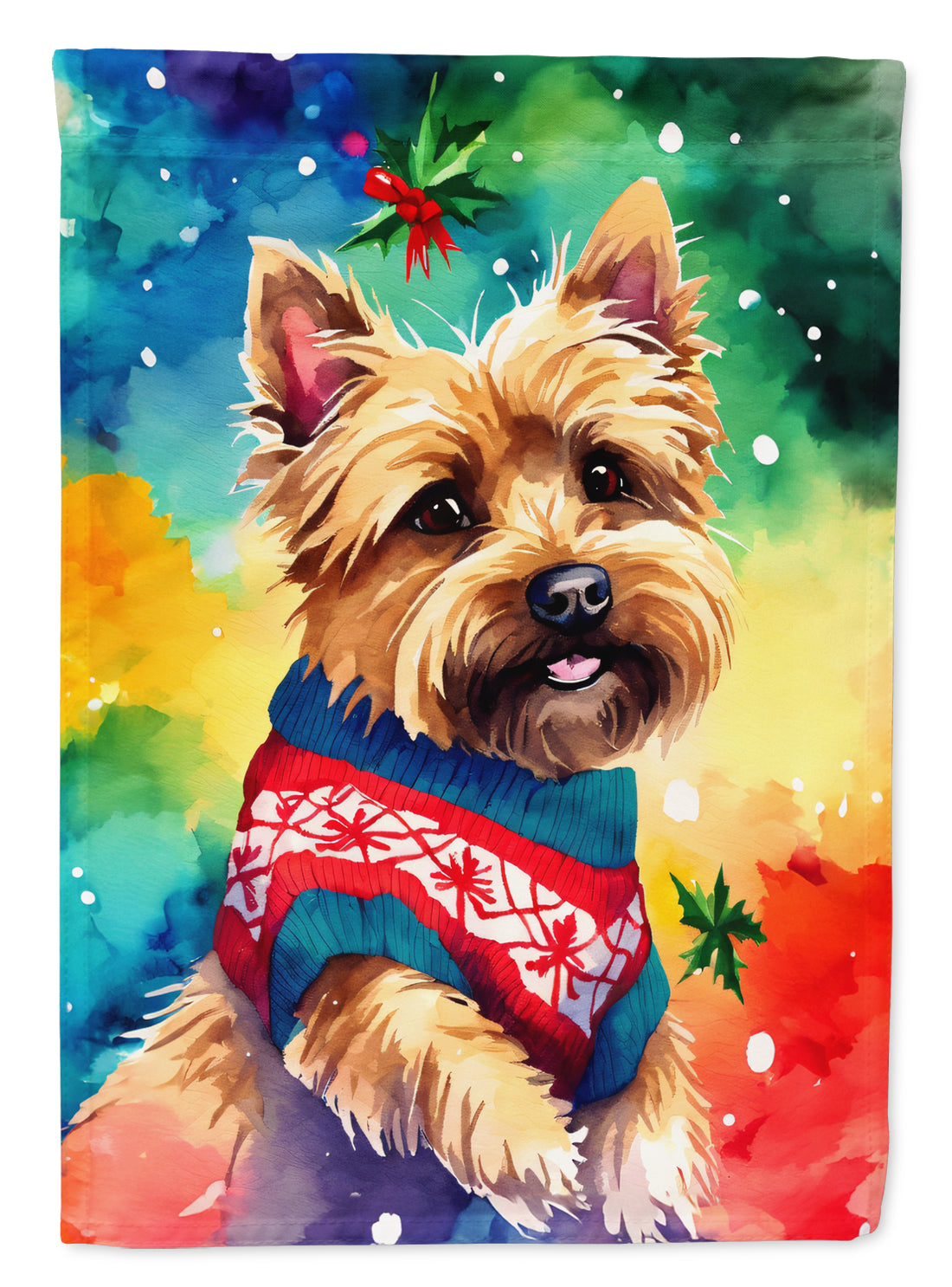 Yorkshire Terrier Yorkie Christmas House Flag 28x40 Porch Sleeve Pole Decorative Outside Yard Banner Artwork Wall Hanging, Polyester