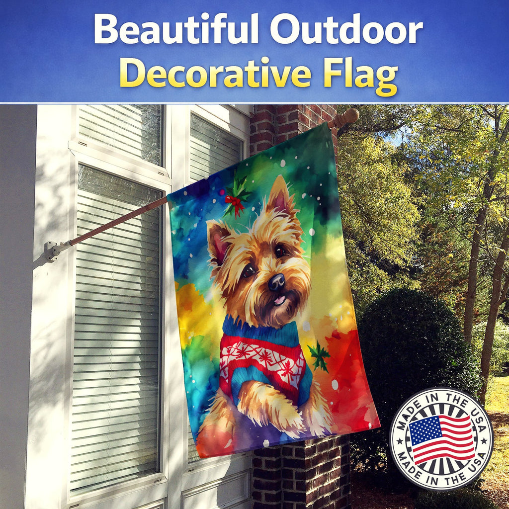Yorkshire Terrier Yorkie Christmas House Flag 28x40 Porch Sleeve Pole Decorative Outside Yard Banner Artwork Wall Hanging, Polyester