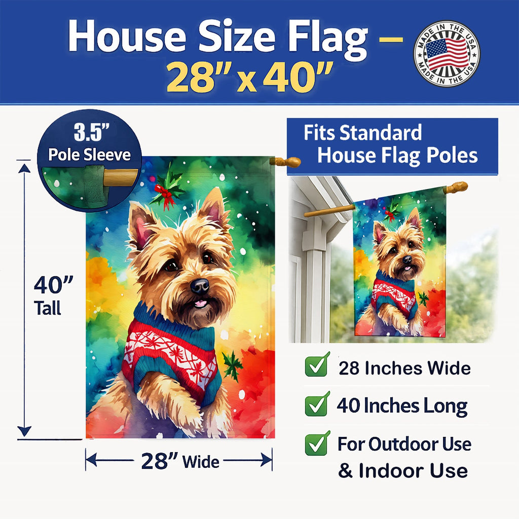Yorkshire Terrier Yorkie Christmas House Flag 28x40 Porch Sleeve Pole Decorative Outside Yard Banner Artwork Wall Hanging, Polyester