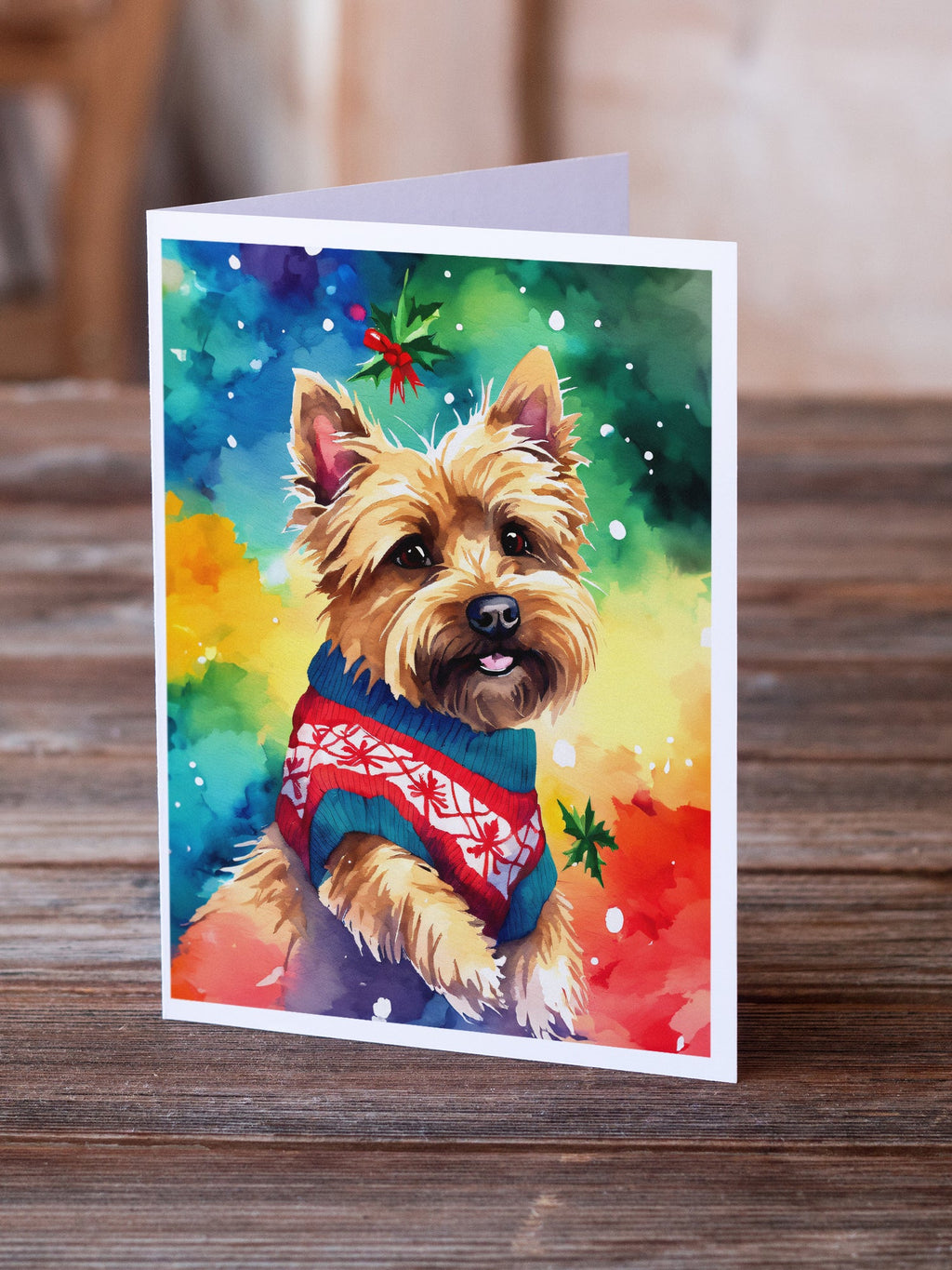 Yorkshire Terrier Yorkie Christmas Greeting Cards Pack of 8 Blank Cards with Envelopes Whimsical A7 Size 5x7