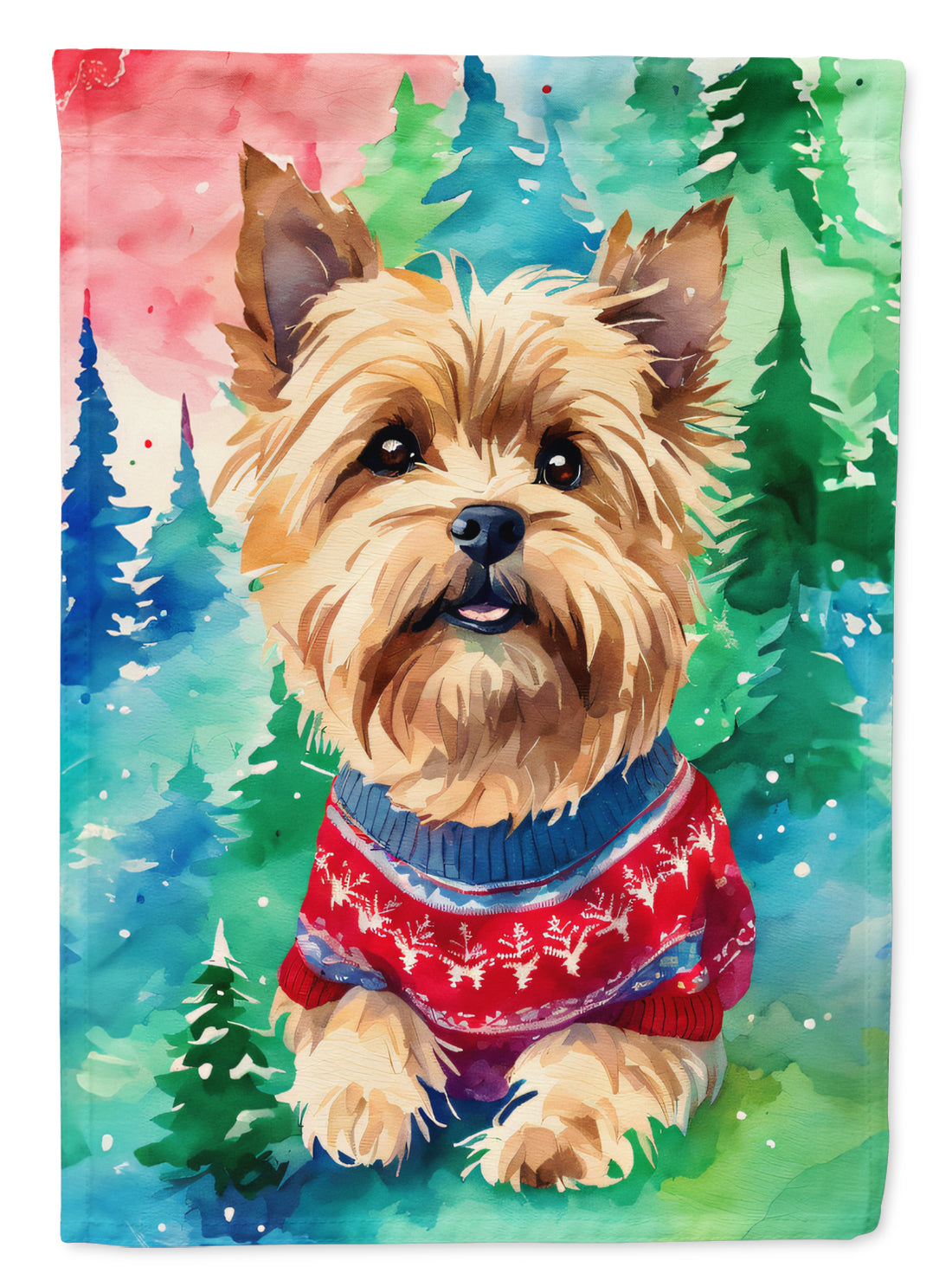 Yorkshire Terrier Yorkie Christmas House Flag 28x40 Porch Sleeve Pole Decorative Outside Yard Banner Artwork Wall Hanging, Polyester
