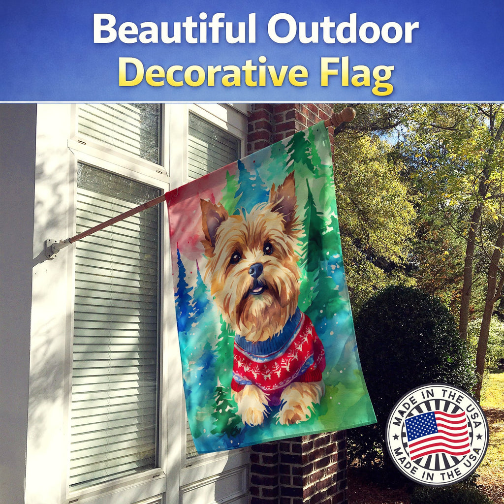 Yorkshire Terrier Yorkie Christmas House Flag 28x40 Porch Sleeve Pole Decorative Outside Yard Banner Artwork Wall Hanging, Polyester