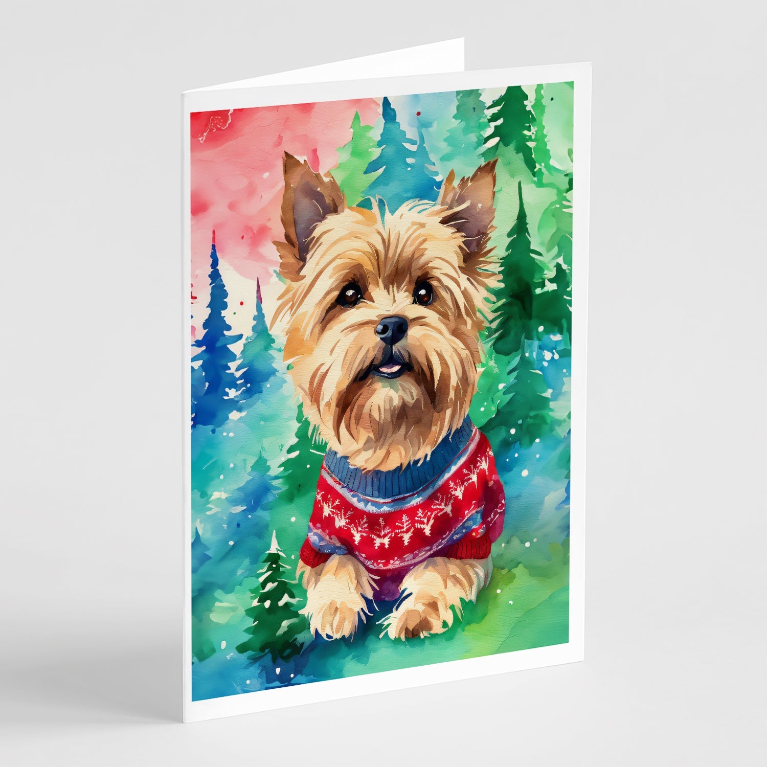 Yorkshire Terrier Yorkie Christmas Greeting Cards Pack of 8 Blank Cards with Envelopes Whimsical A7 Size 5x7