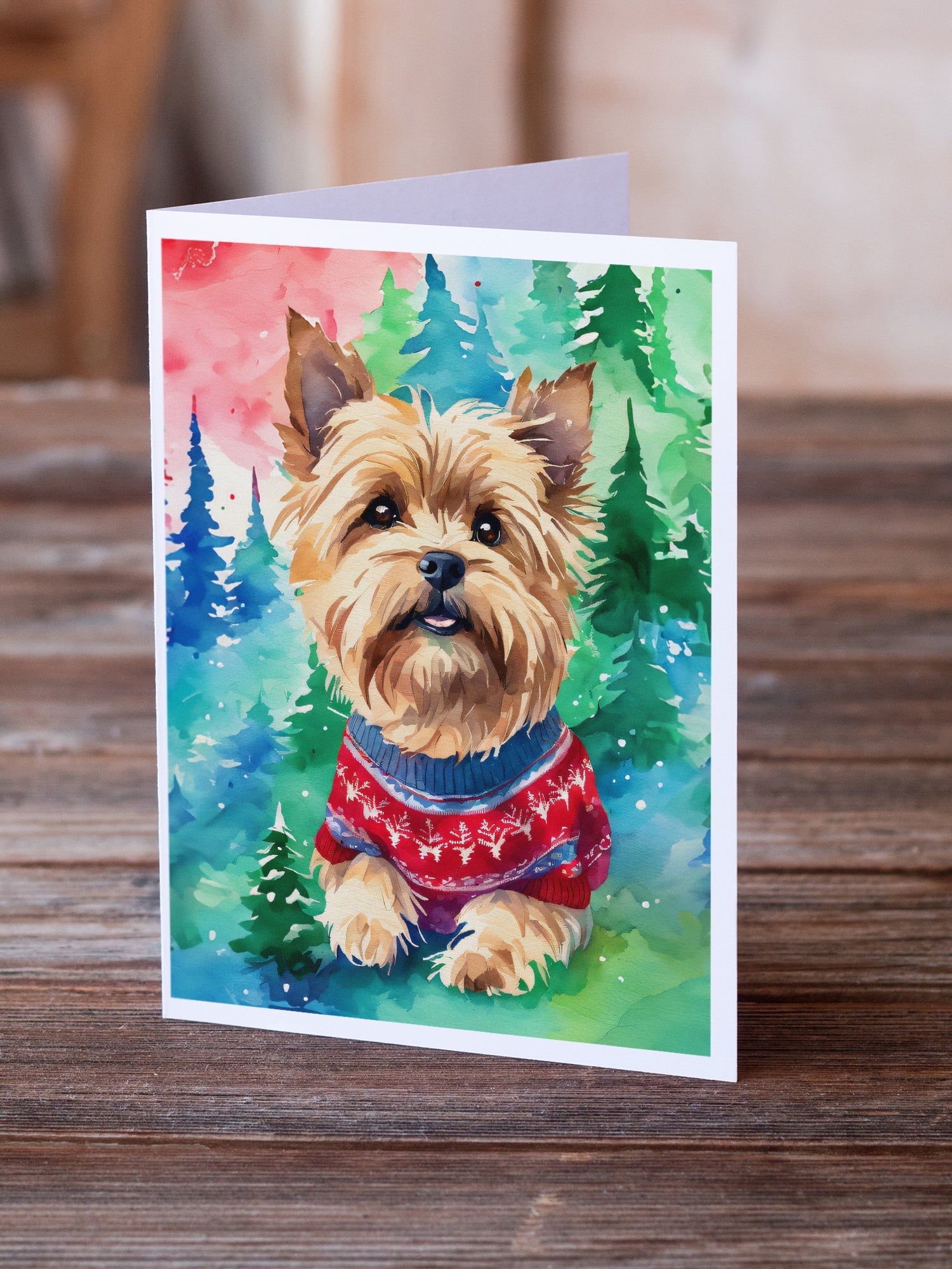 Yorkshire Terrier Yorkie Christmas Greeting Cards Pack of 8 Blank Cards with Envelopes Whimsical A7 Size 5x7