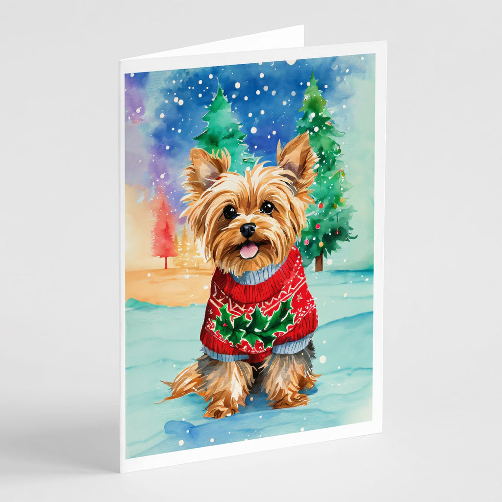 Yorkshire Terrier Yorkie Christmas Greeting Cards Pack of 8 Blank Cards with Envelopes Whimsical A7 Size 5x7
