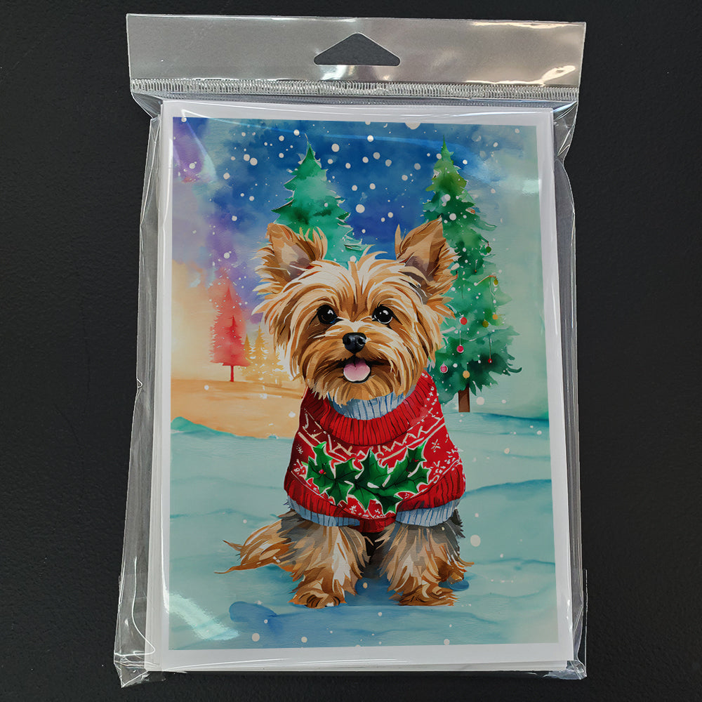Yorkshire Terrier Yorkie Christmas Greeting Cards Pack of 8 Blank Cards with Envelopes Whimsical A7 Size 5x7