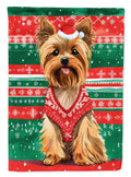Yorkshire Terrier Yorkie Christmas House Flag 28x40 Porch Sleeve Pole Decorative Outside Yard Banner Artwork Wall Hanging, Polyester