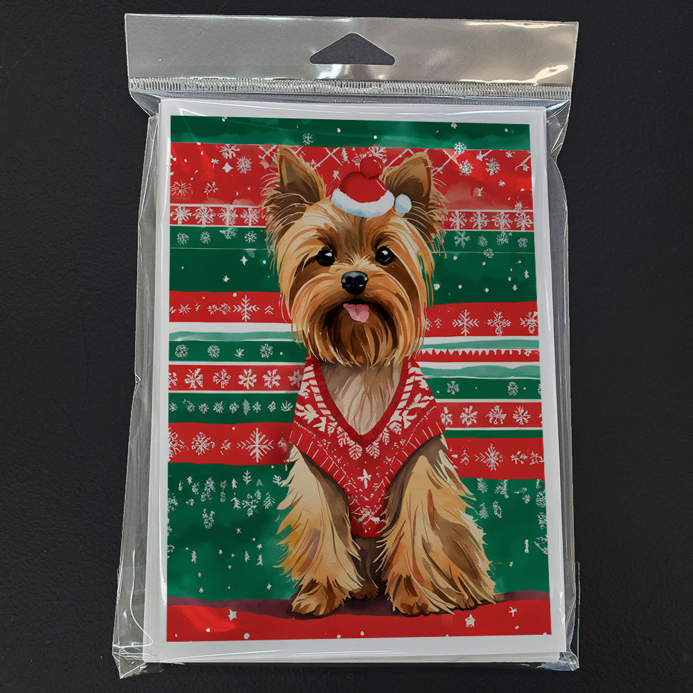 Yorkshire Terrier Yorkie Christmas Greeting Cards Pack of 8 Blank Cards with Envelopes Whimsical A7 Size 5x7