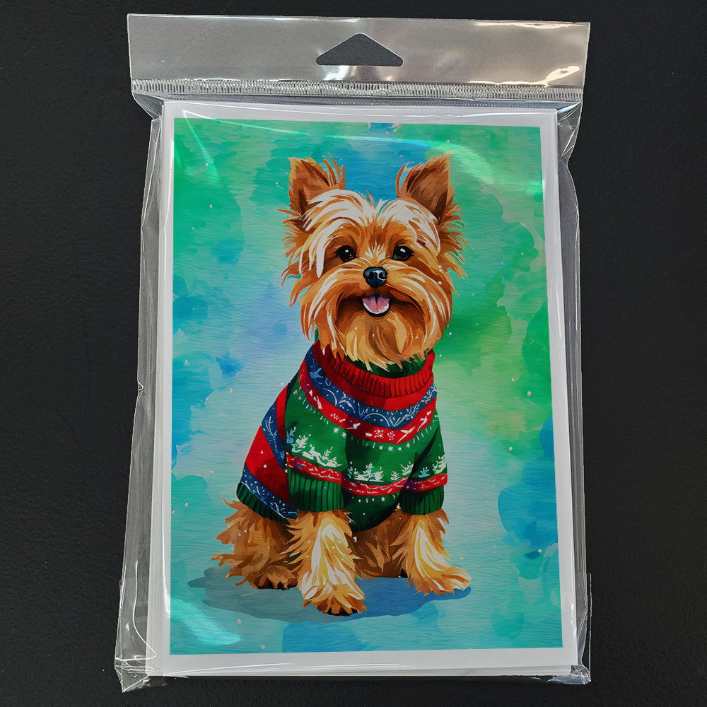 Yorkshire Terrier Yorkie Christmas Greeting Cards Pack of 8 Blank Cards with Envelopes Whimsical A7 Size 5x7