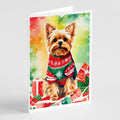 Yorkshire Terrier Yorkie Christmas Greeting Cards Pack of 8 Blank Cards with Envelopes Whimsical A7 Size 5x7