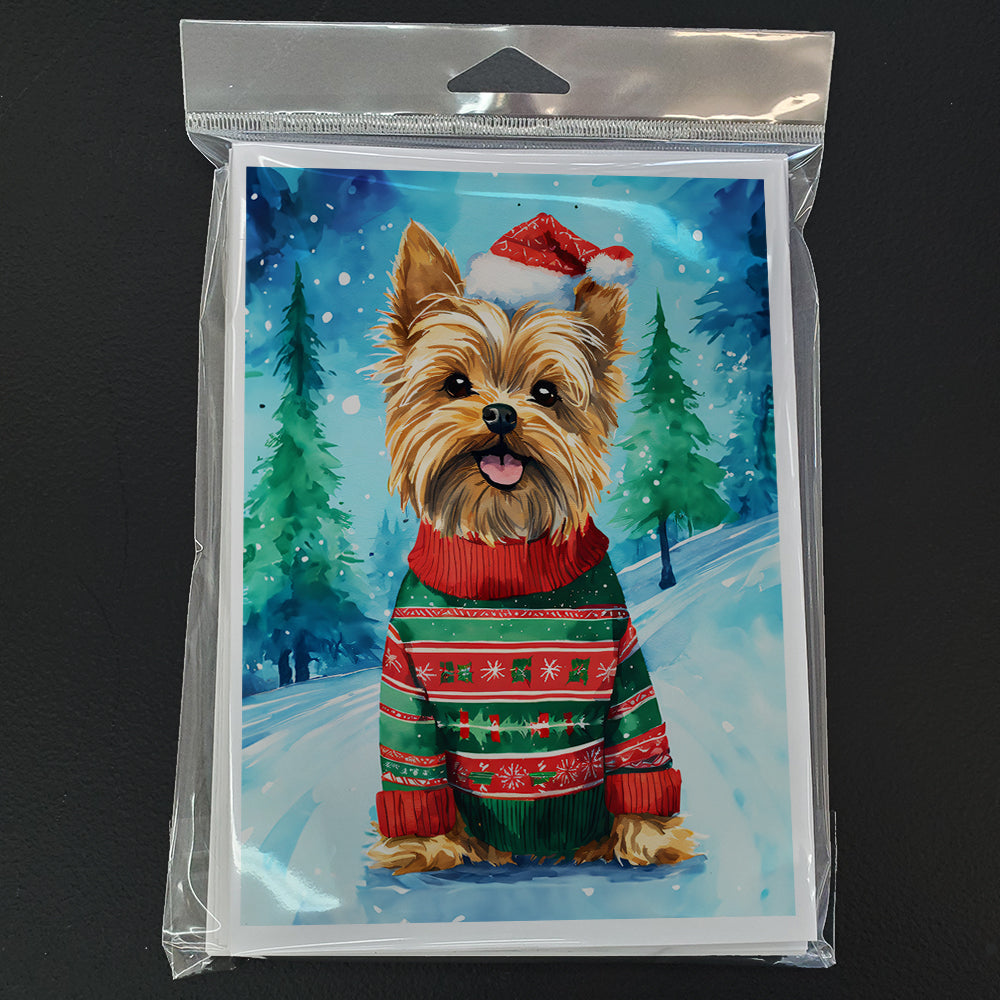 Yorkshire Terrier Yorkie Christmas Greeting Cards Pack of 8 Blank Cards with Envelopes Whimsical A7 Size 5x7