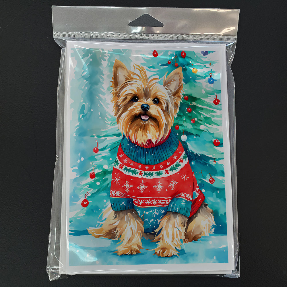 Yorkshire Terrier Yorkie Christmas Greeting Cards Pack of 8 Blank Cards with Envelopes Whimsical A7 Size 5x7