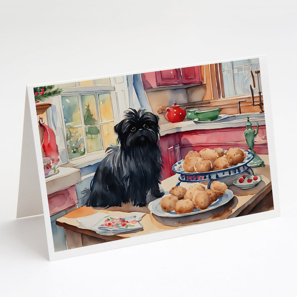 Affenpinscher Christmas Cookies Greeting Cards Pack of 8 Blank Cards with Envelopes Whimsical A7 Size 5x7