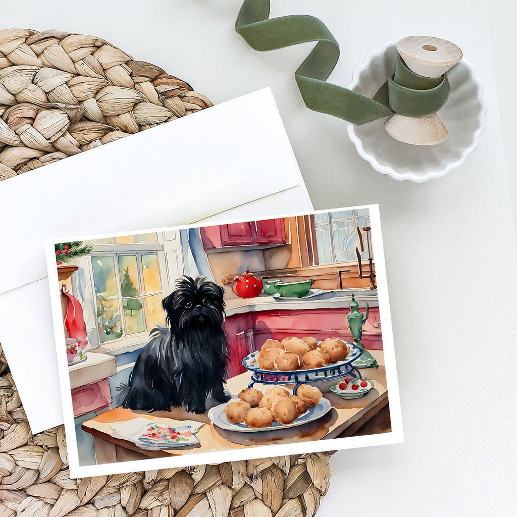 Affenpinscher Christmas Cookies Greeting Cards Pack of 8 Blank Cards with Envelopes Whimsical A7 Size 5x7