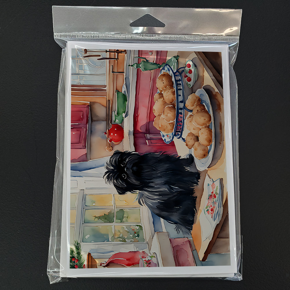 Affenpinscher Christmas Cookies Greeting Cards Pack of 8 Blank Cards with Envelopes Whimsical A7 Size 5x7