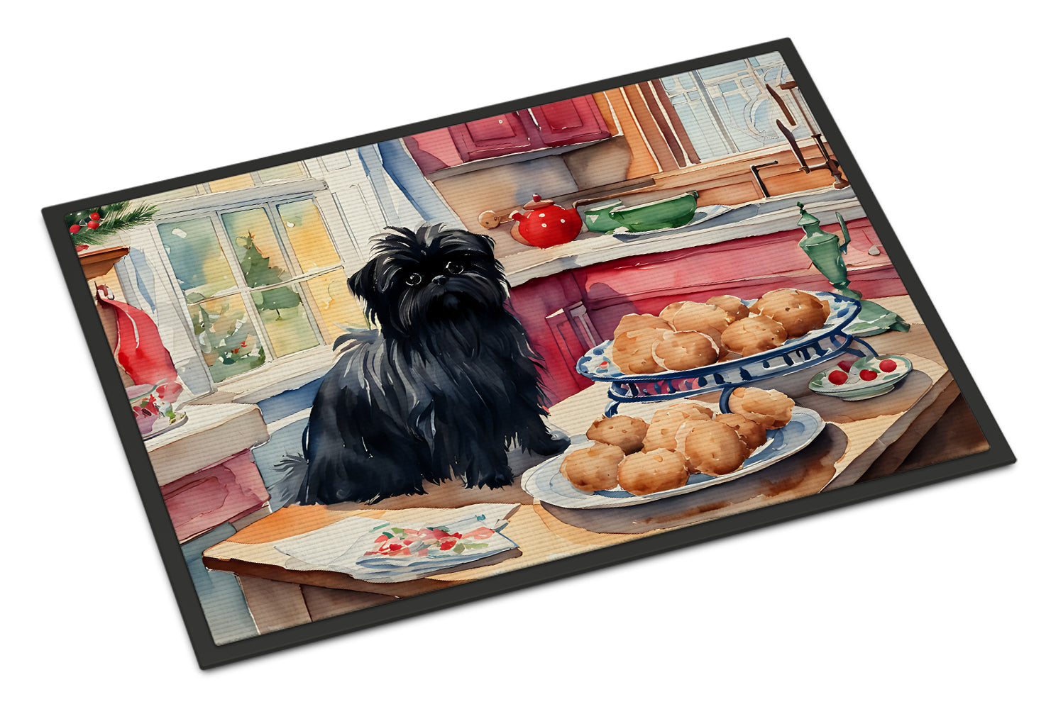 Affenpinscher Christmas Cookies Doormat Indoor Outdoor 24H X 36W Front Door Mat Rugs for Entryway, Non Slip Washable Low Pile,