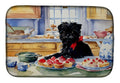Affenpinscher Christmas Cookies Dish Drying Mat Absorbent Dish Drying Mat Pad for Kitchen Counter Dish Drainer Mat for Countertop, 14 x 21", Multicolor