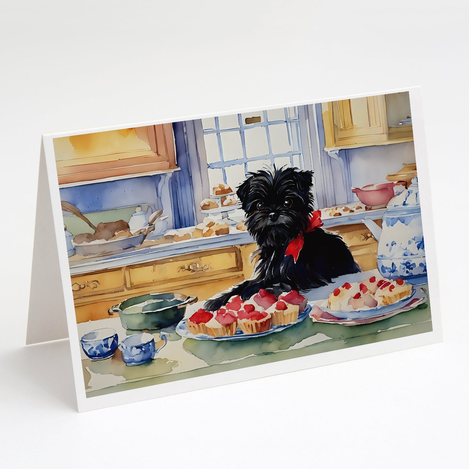 Affenpinscher Christmas Cookies Greeting Cards Pack of 8 Blank Cards with Envelopes Whimsical A7 Size 5x7