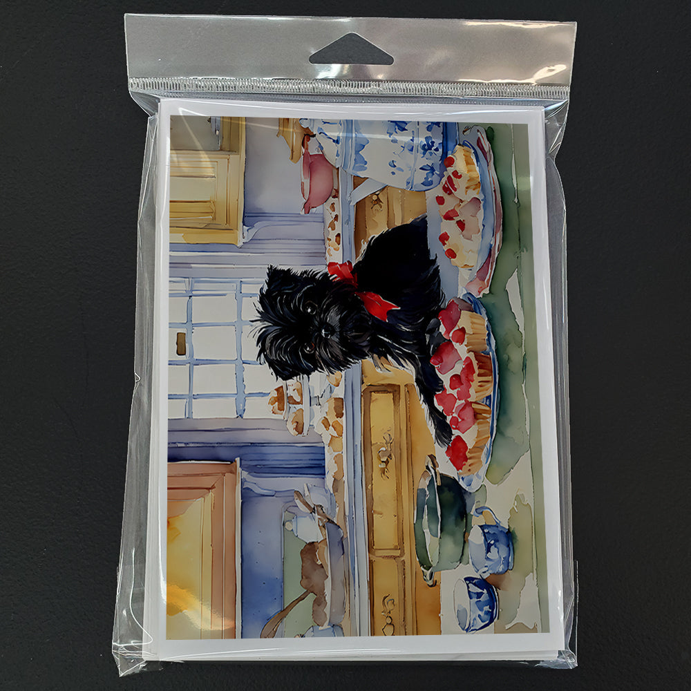 Affenpinscher Christmas Cookies Greeting Cards Pack of 8 Blank Cards with Envelopes Whimsical A7 Size 5x7