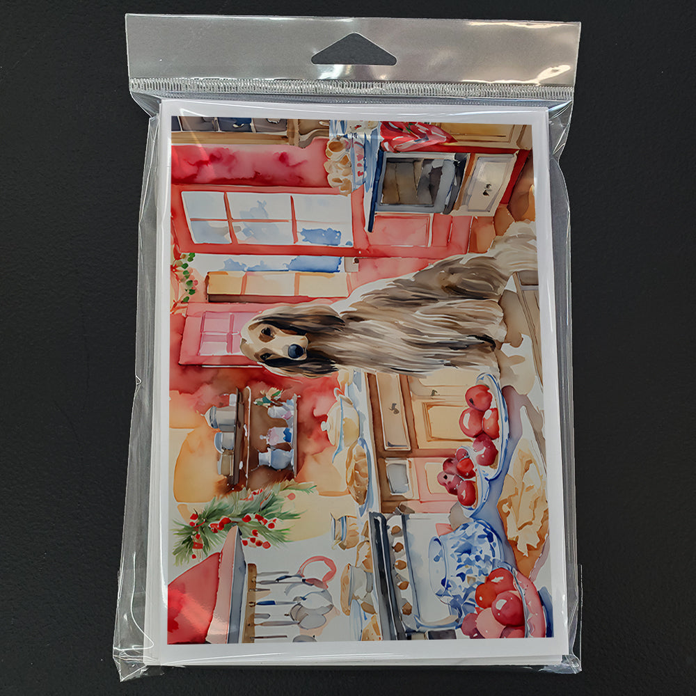 Afghan Hound Christmas Cookies Greeting Cards Pack of 8 Blank Cards with Envelopes Whimsical A7 Size 5x7