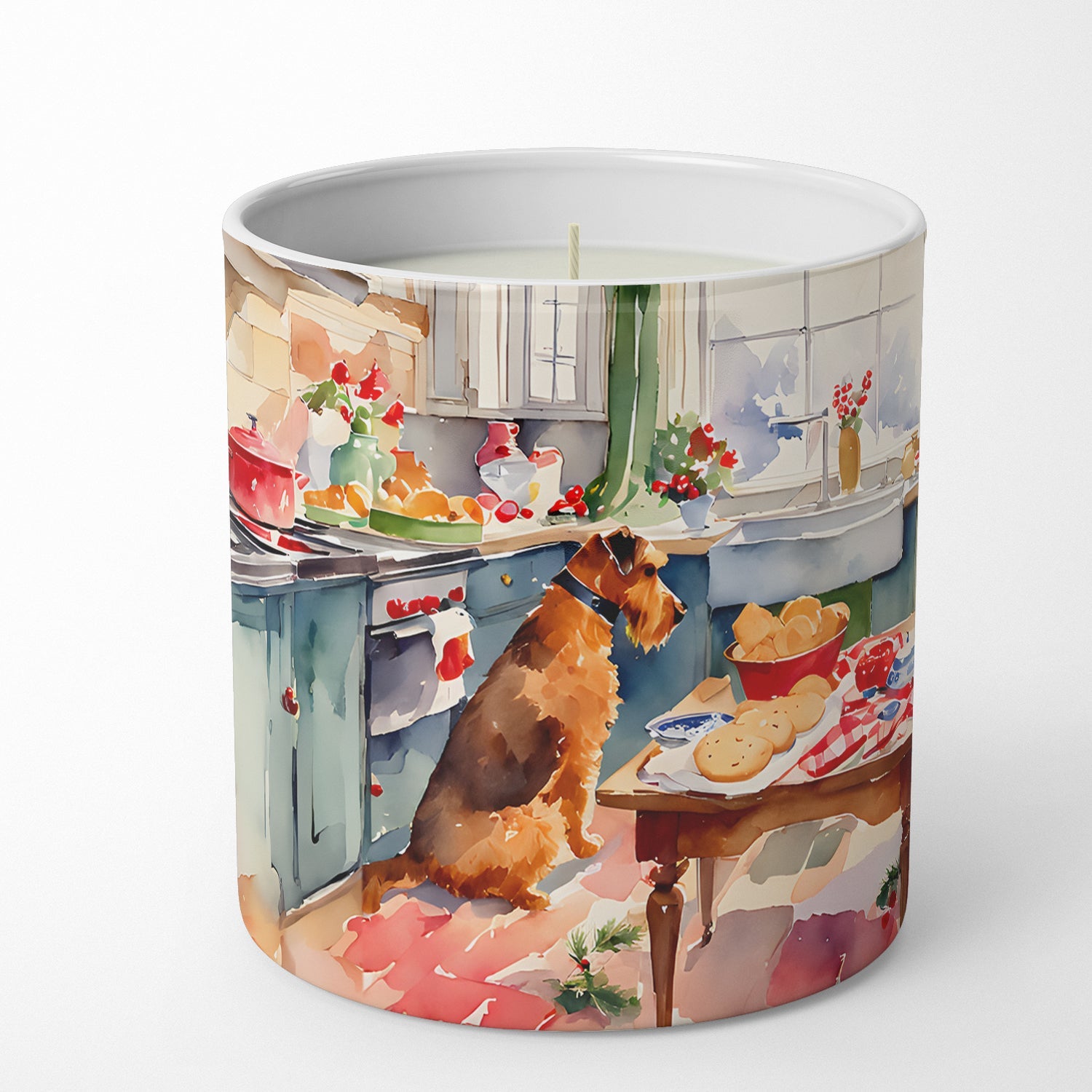 Airedale Terrier Christmas Cookies Decorative Soy Candle Nature Soy Wax Essential Oil Home Decor Ideal for Bedroom Kitchen Bath Office Gift, 10 oz