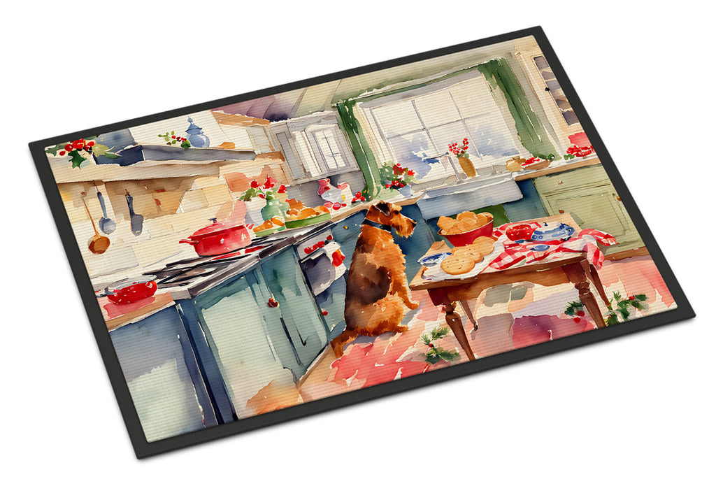 Airedale Terrier Christmas Cookies Doormat Indoor Outdoor 24H X 36W Front Door Mat Rugs for Entryway, Non Slip Washable Low Pile,