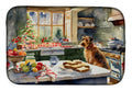 Airedale Terrier Christmas Cookies Dish Drying Mat Absorbent Dish Drying Mat Pad for Kitchen Counter Dish Drainer Mat for Countertop, 14 x 21", Multicolor
