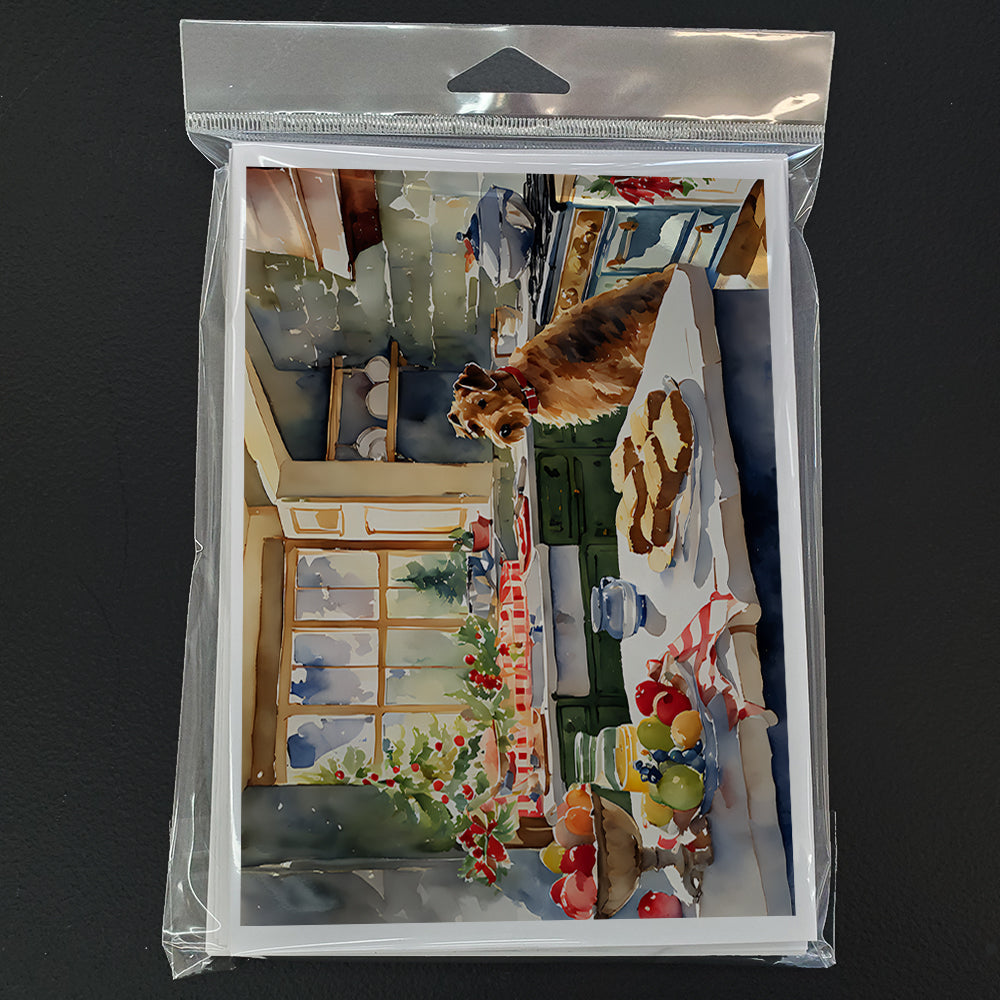 Airedale Terrier Christmas Cookies Greeting Cards Pack of 8 Blank Cards with Envelopes Whimsical A7 Size 5x7
