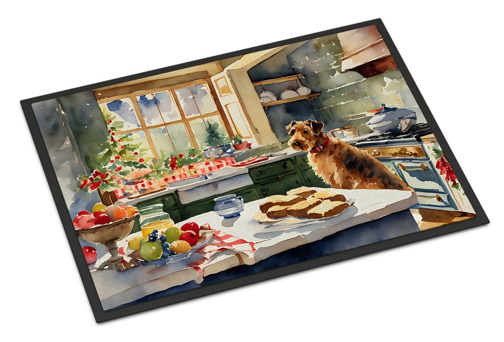 Airedale Terrier Christmas Cookies Doormat Indoor Outdoor 24H X 36W Front Door Mat Rugs for Entryway, Non Slip Washable Low Pile,