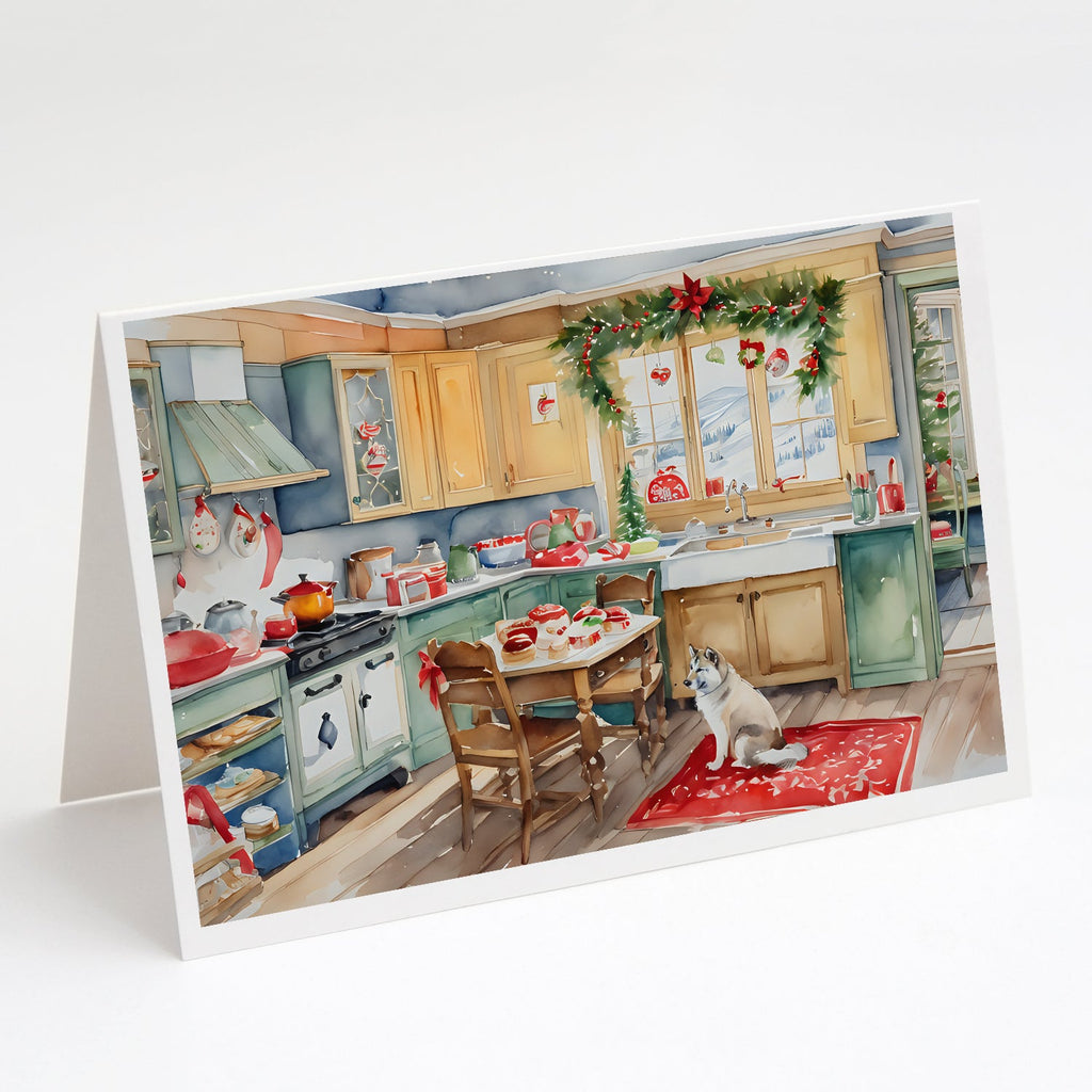 Alaskan Klee Kai Christmas Cookies Greeting Cards Pack of 8 Blank Cards with Envelopes Whimsical A7 Size 5x7