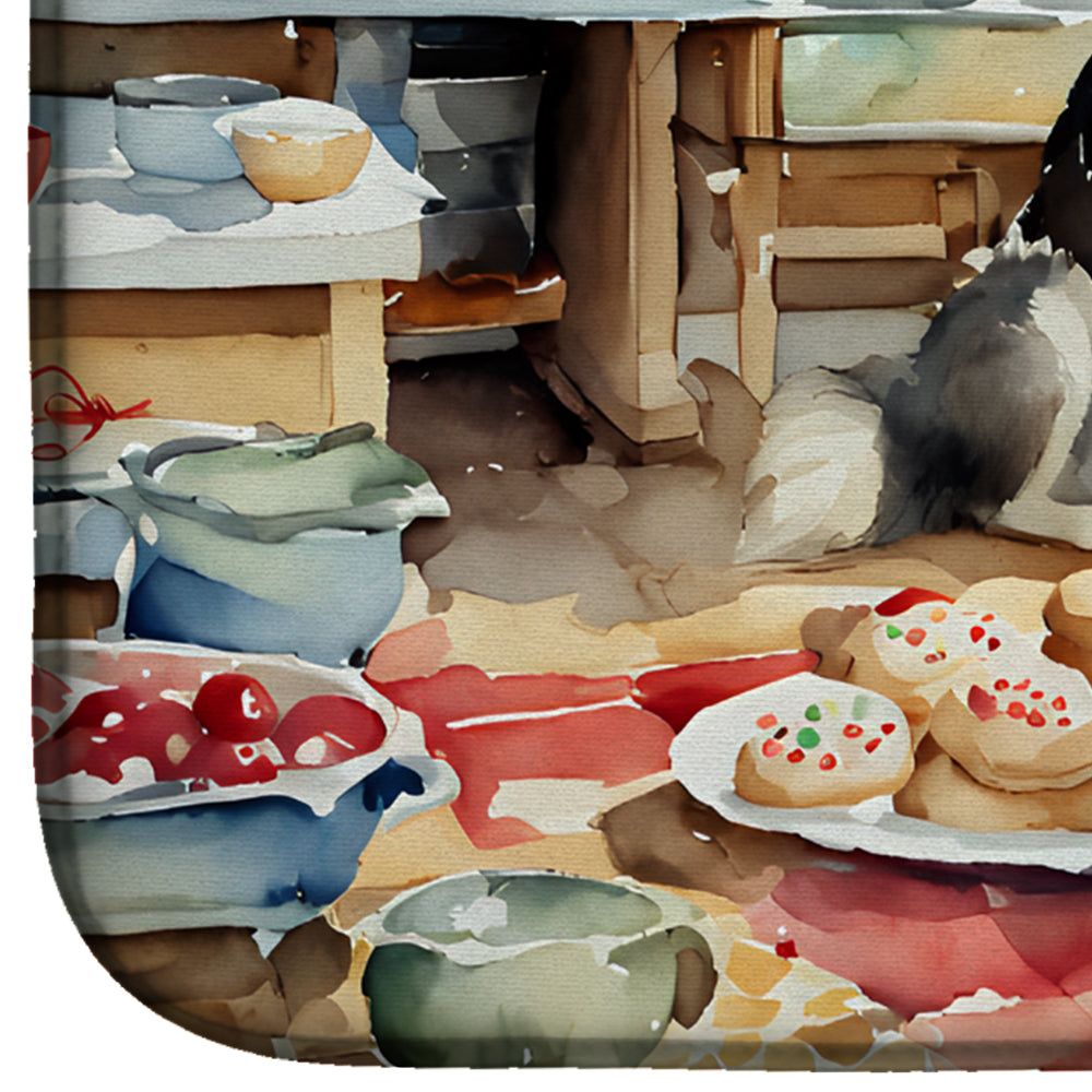 Alaskan Malamute Christmas Cookies Dish Drying Mat Absorbent Dish Drying Mat Pad for Kitchen Counter Dish Drainer Mat for Countertop, 14 x 21", Multicolor