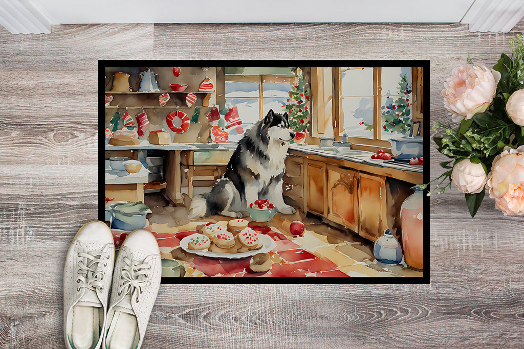 Alaskan Malamute Christmas Cookies Doormat Indoor Outdoor 24H X 36W Front Door Mat Rugs for Entryway, Non Slip Washable Low Pile,